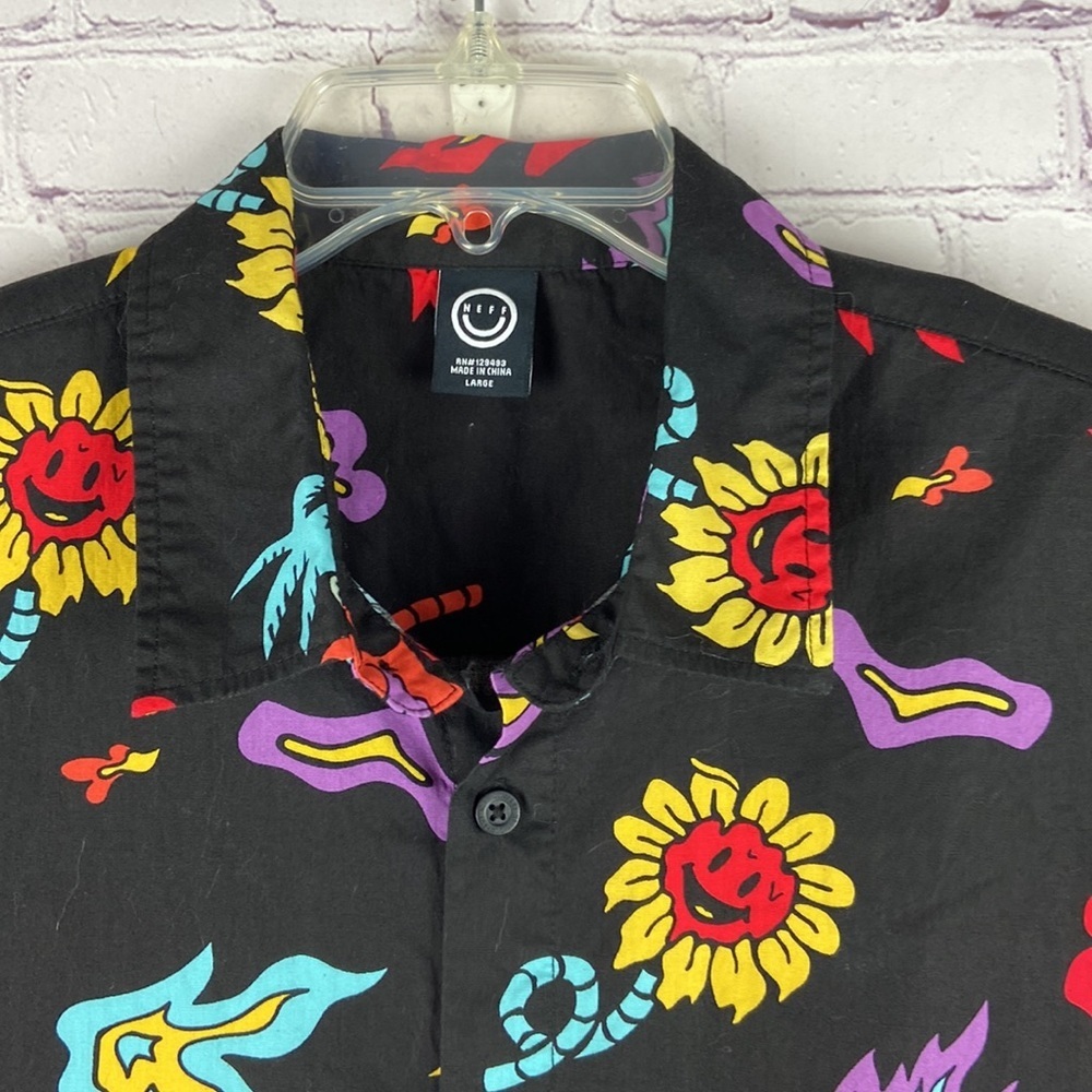 Neff Black Multicolor Casual Button Down Shirt - Picture 2 of 8